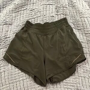 Lululemon high waist dark green athletic shorts